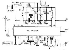 Схема УКВ-FM приемника на ТА2003Р