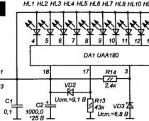 Автомобильный вольтметр на UAA180 и 12 светодиодах