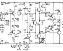 Схема усилителя мощности «ЛАНЗАР» 310Вт на транзисторах Усилитель мощности «ЛАНЗАР» 310Вт на транзисторах