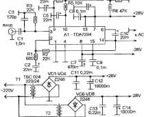 Схема усилителя мощности на TDA7294 на 60 ват Усилитель мощности на TDA7294 на 60 ват