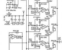 Схема пятиполосного эквалайзера на NE5532 Пятиполосный эквалайзер на NE5532
